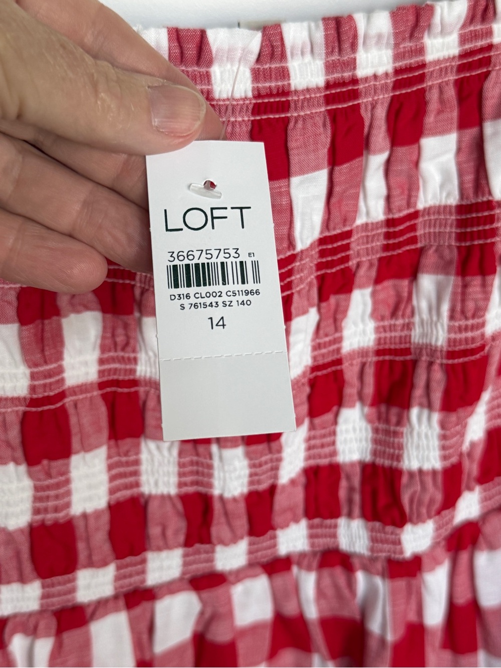 LOFT Red and White Gingham Strap Maxi Dress- NWT size 14 - Picture 5 of 9